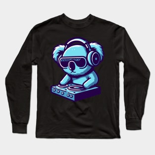 Kawaii koala with headphones and dj mixer, cute and funny koala bear, koala lover Long Sleeve T-Shirt